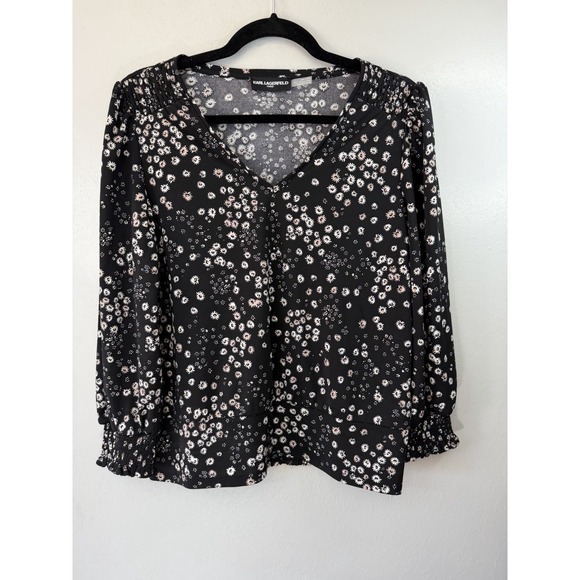 Tag Tops - Karl Lagerfield Pullover Top W V Neck And Covered Buttons  No Size‎ Tag See Pics